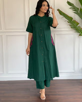 EKRIA Emerald Ease Buttoned Kurta Set - EKRIA