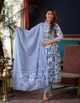 Blue Blossom Printed Suit Set