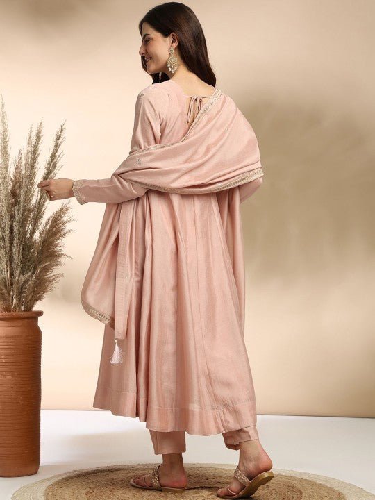 EKRIA Blush Pink Embroidered Kurta Set with Dupatta - EKRIA