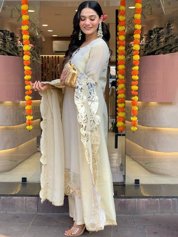 EKRIA Ivory Mirror Leaf Kurta Set - EKRIA