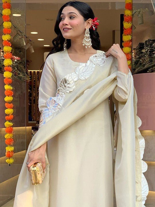 EKRIA Ivory Mirror Leaf Kurta Set - EKRIA