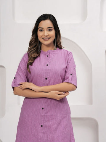 EKRIA Lilac Cotton Kurta - Palazzo Co - Ord Set - EKRIA