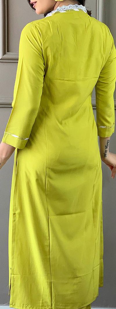 EKRIA Lime Yellow Chevron Cotton Suit Set - EKRIA