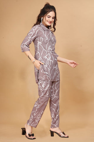 EKRIA Mauve Abstract Cotton Co - Ord Set - EKRIA