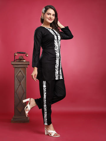 EKRIA Noir Bloom Embroidered Co - Ord Set - EKRIA