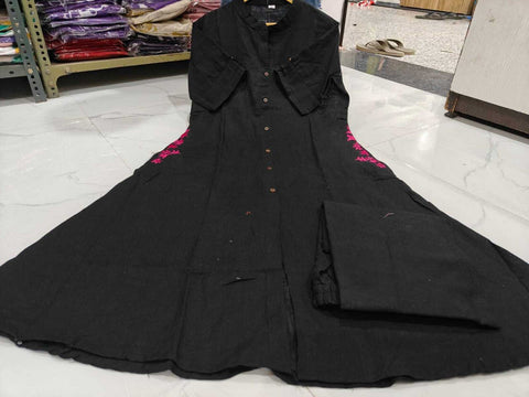 EKRIA Noir Charm Buttoned Kurta Set - EKRIA