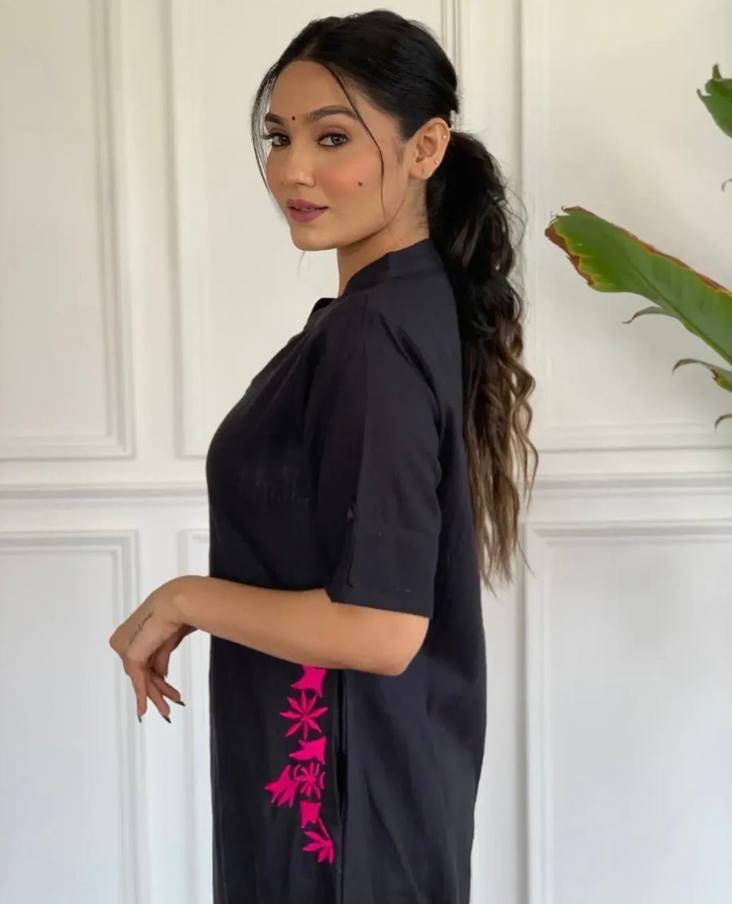 EKRIA Noir Charm Buttoned Kurta Set - EKRIA