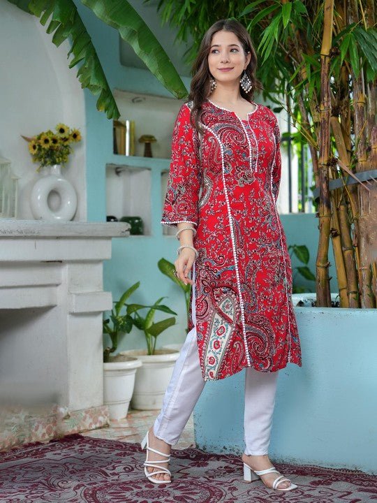EKRIA Scarlet Paisley Kurta Set - EKRIA