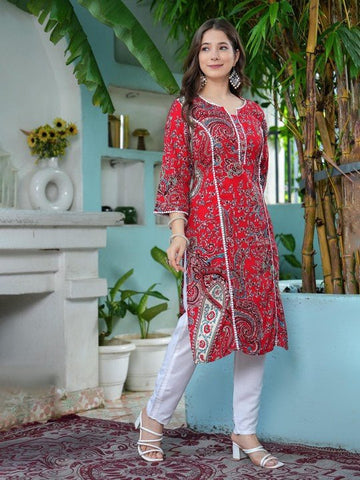 EKRIA Scarlet Paisley Kurta Set - EKRIA