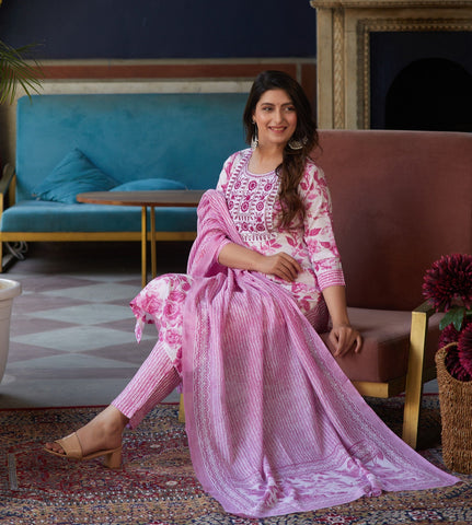 Pink Blossom Printed Suit Set