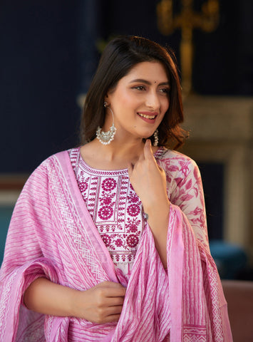 Pink Blossom Printed Suit Set