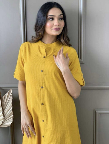 Mustard Solid Cotton Co-Ord Set