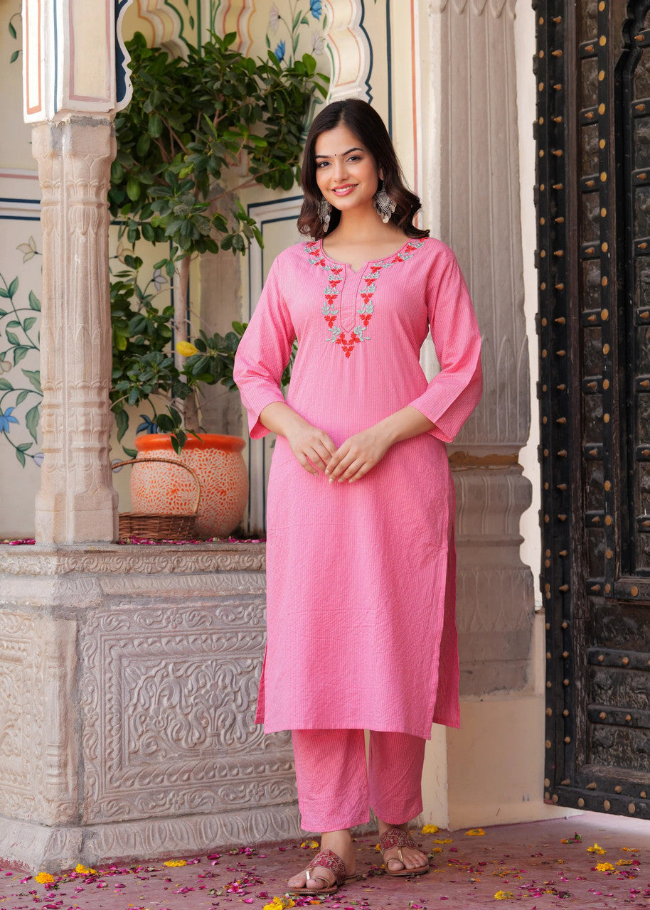 Rose Katha Embroidered Kurta Set