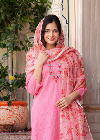 Rose Katha Embroidered Kurta Set