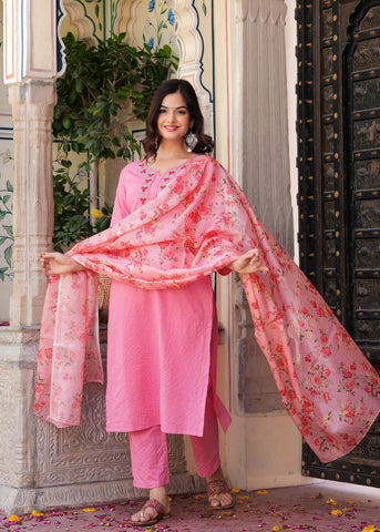 Rose Katha Embroidered Kurta Set