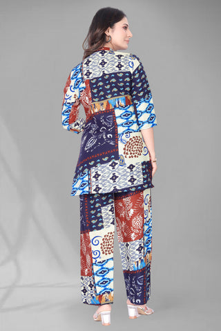 Indigo Patch Print Cotton Co-ord Suit Set