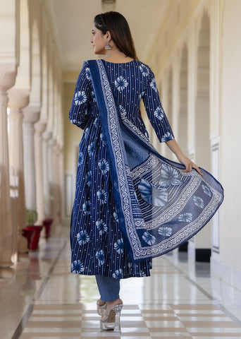 Mohini Indigo Cotton Suit Set