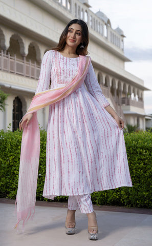 Tie-Dye Anarkali Suit Set