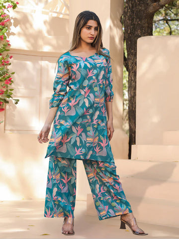 Tropical Bloom Viscose Printed Co-ord Set
