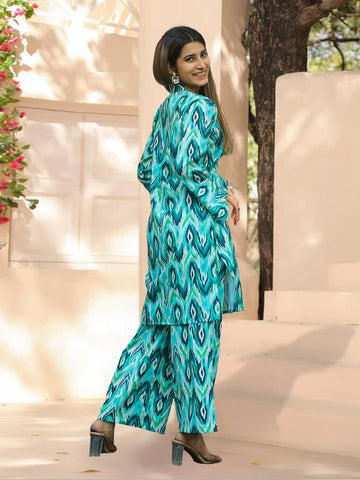 Aqua Ikat Cotton Co-ord Set