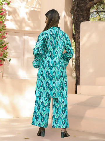 Aqua Ikat Cotton Co-ord Set